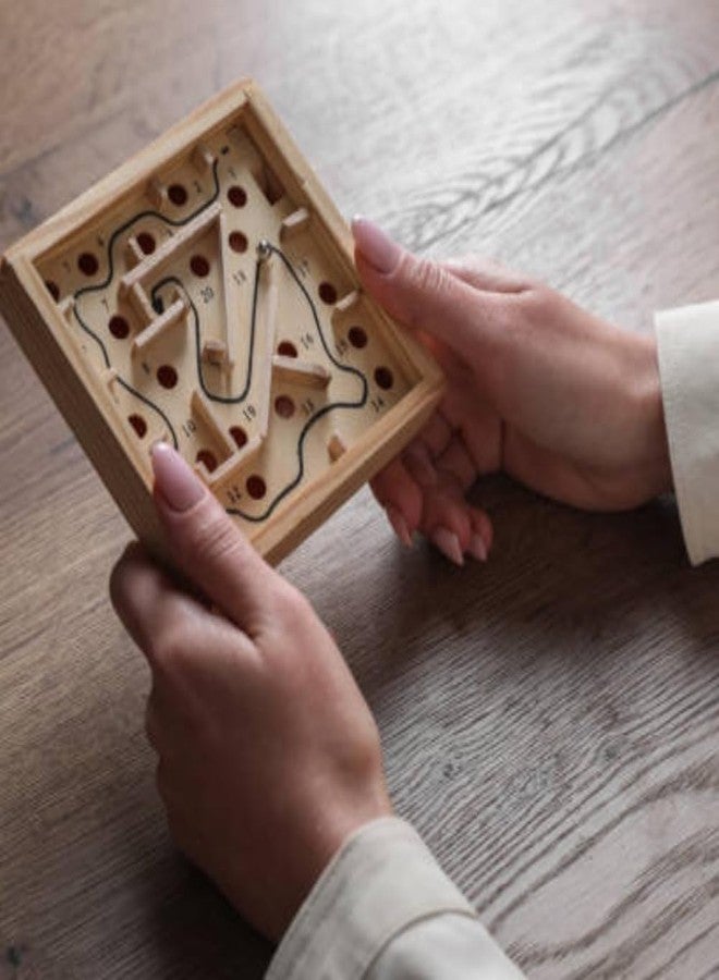 SubiMouIQ Mini Wooden Labyrinth Ball Maze Puzzle Game - Handcrafted Brain Teaser Toy for Kids & Adults | Balance Board Wire Puzzle | Travel-Friendly Wooden Mind Game Gift - Image 2